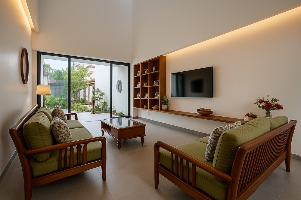 Phòng khách nhà chú Trung tại quận 7