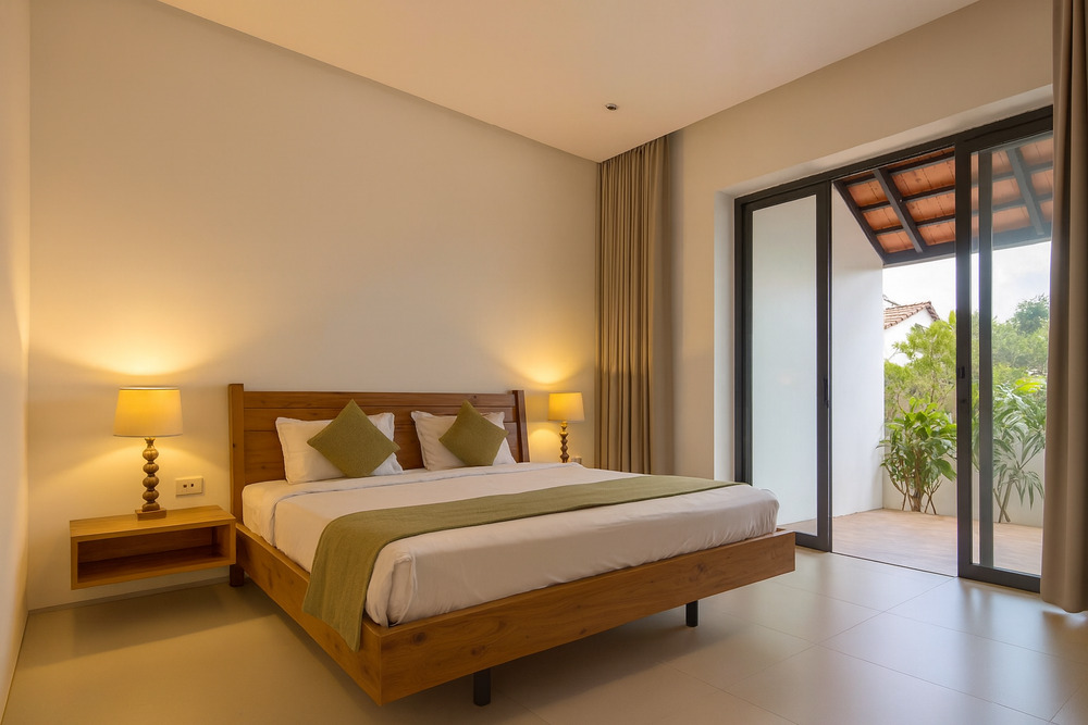 Phòng ngủ tại ngôi nhà cấp 4 của chú Trung