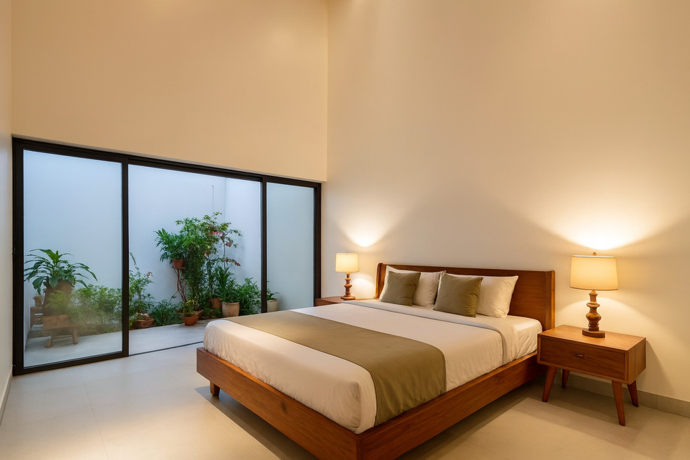 Phòng ngủ tại ngôi nhà cấp 4 của chú Trung