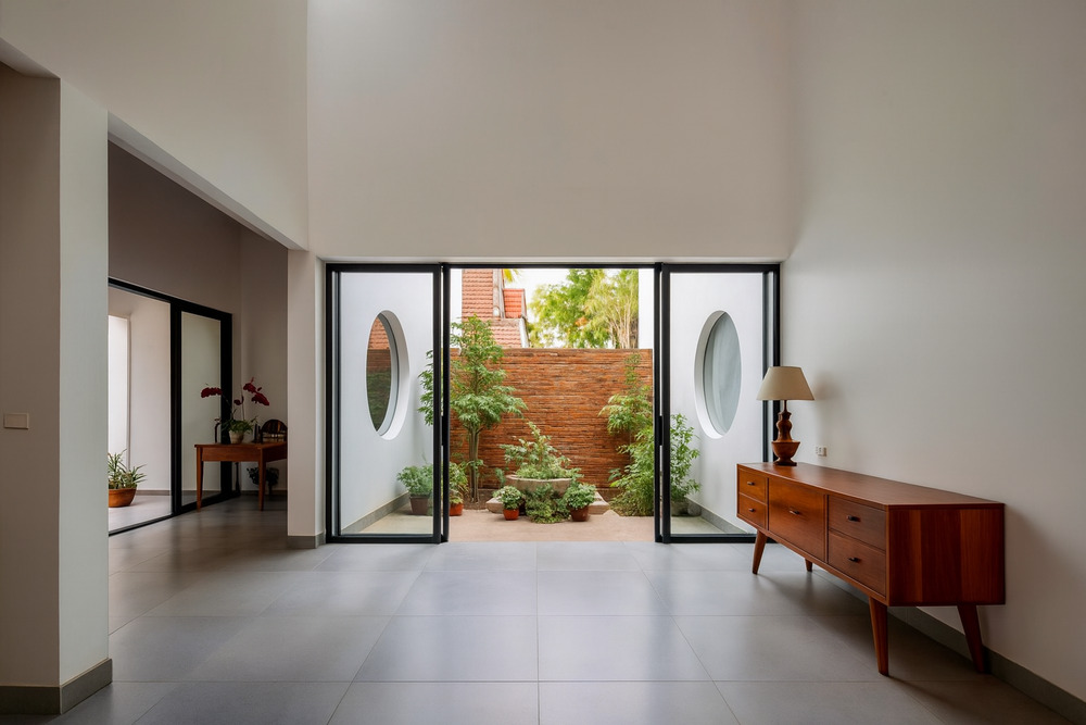 Khu vực giếng trời tại nhà cấp 4