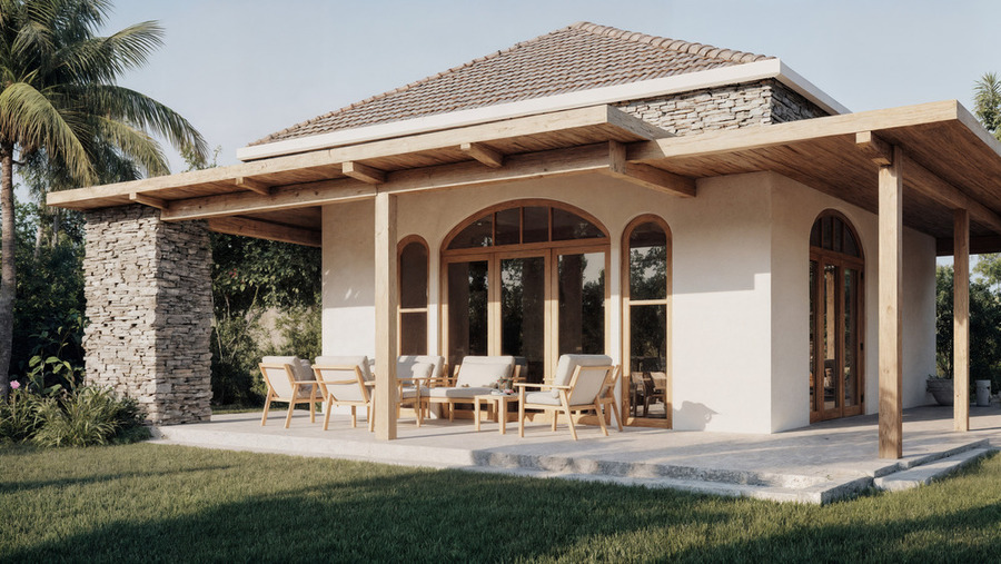 Mặt tiền căn nhà cấp 4 của chị Hoan