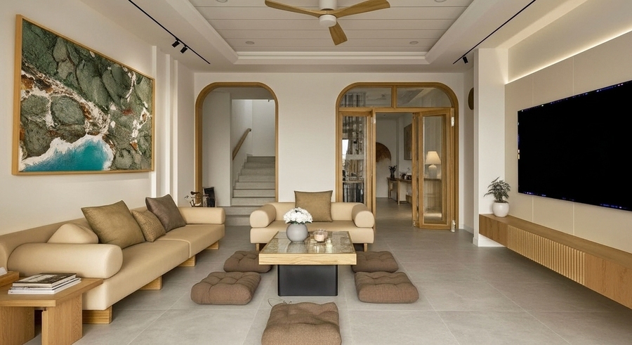 Phòng khách nhà cấp 4 của chị Hoan